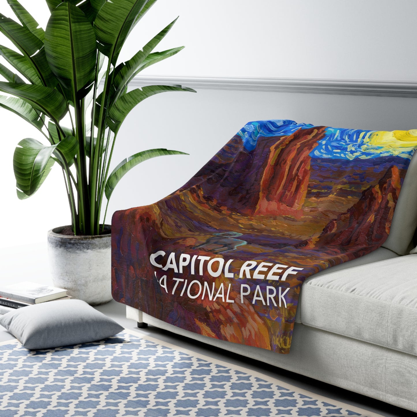 Capitol Reef National Park Sherpa Blanket - The Starry Night