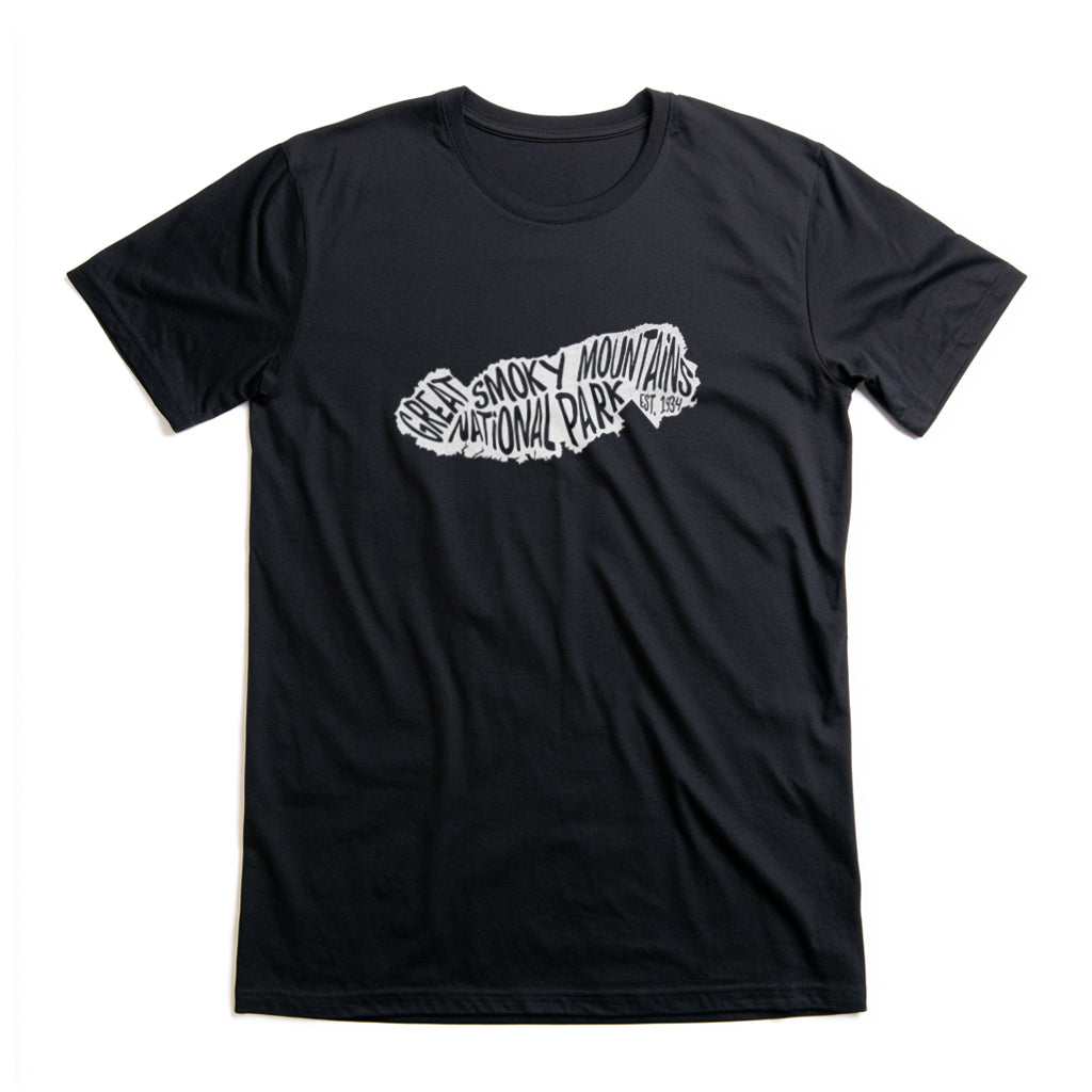 Great Smoky Mountains National Park T-Shirt - Map in Black