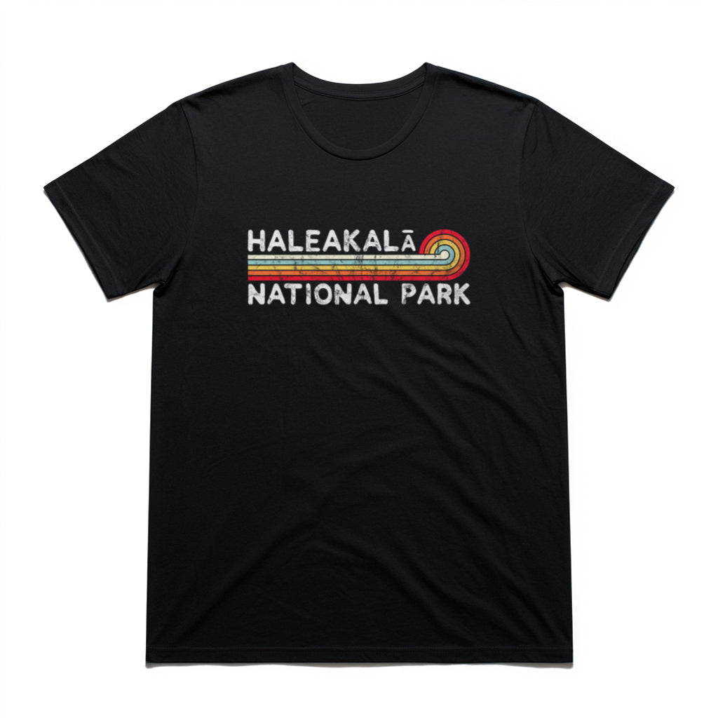 Haleakala National Park T-Shirt - Vintage Stretched Sunrise in Black