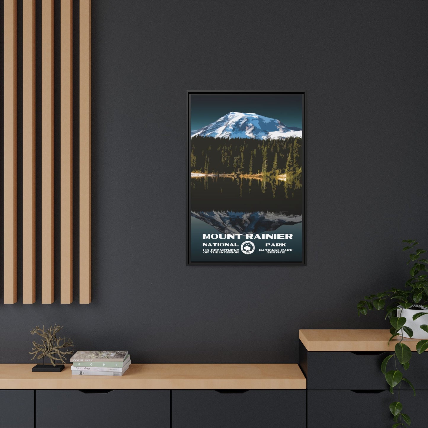 Mount Rainier National Park Framed Canvas - WPA Poster