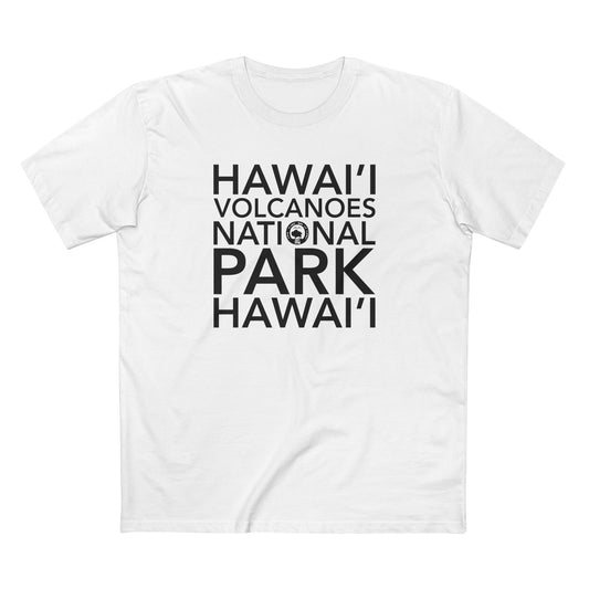 Hawai'i Volcanoes National Park T-Shirt Block Text in White