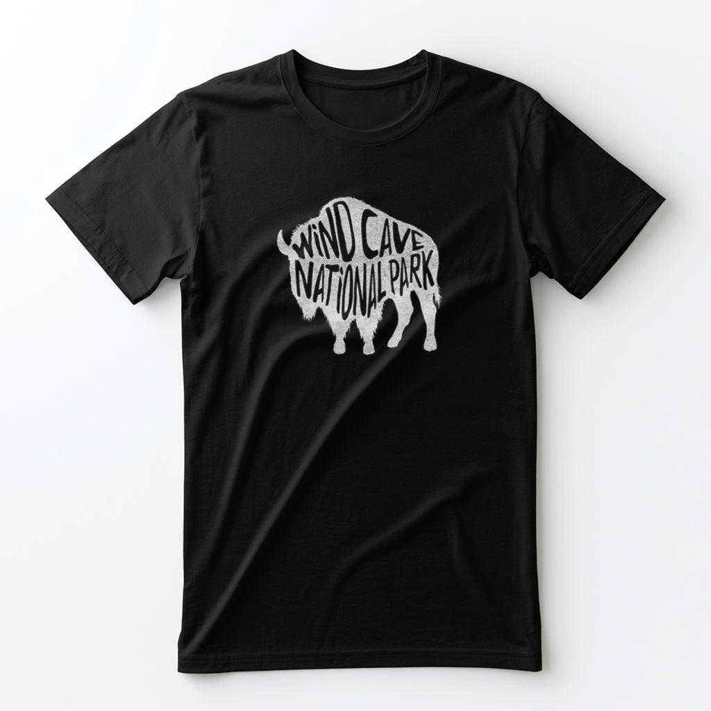 Wind Cave National Park T-Shirt - Bison in Black