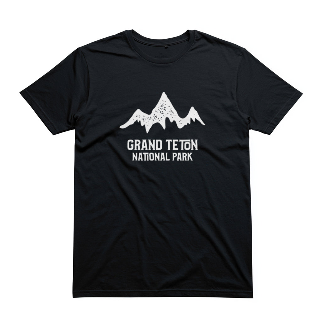 Grand Teton National Park T-Shirt - Mountain Stamp in Black