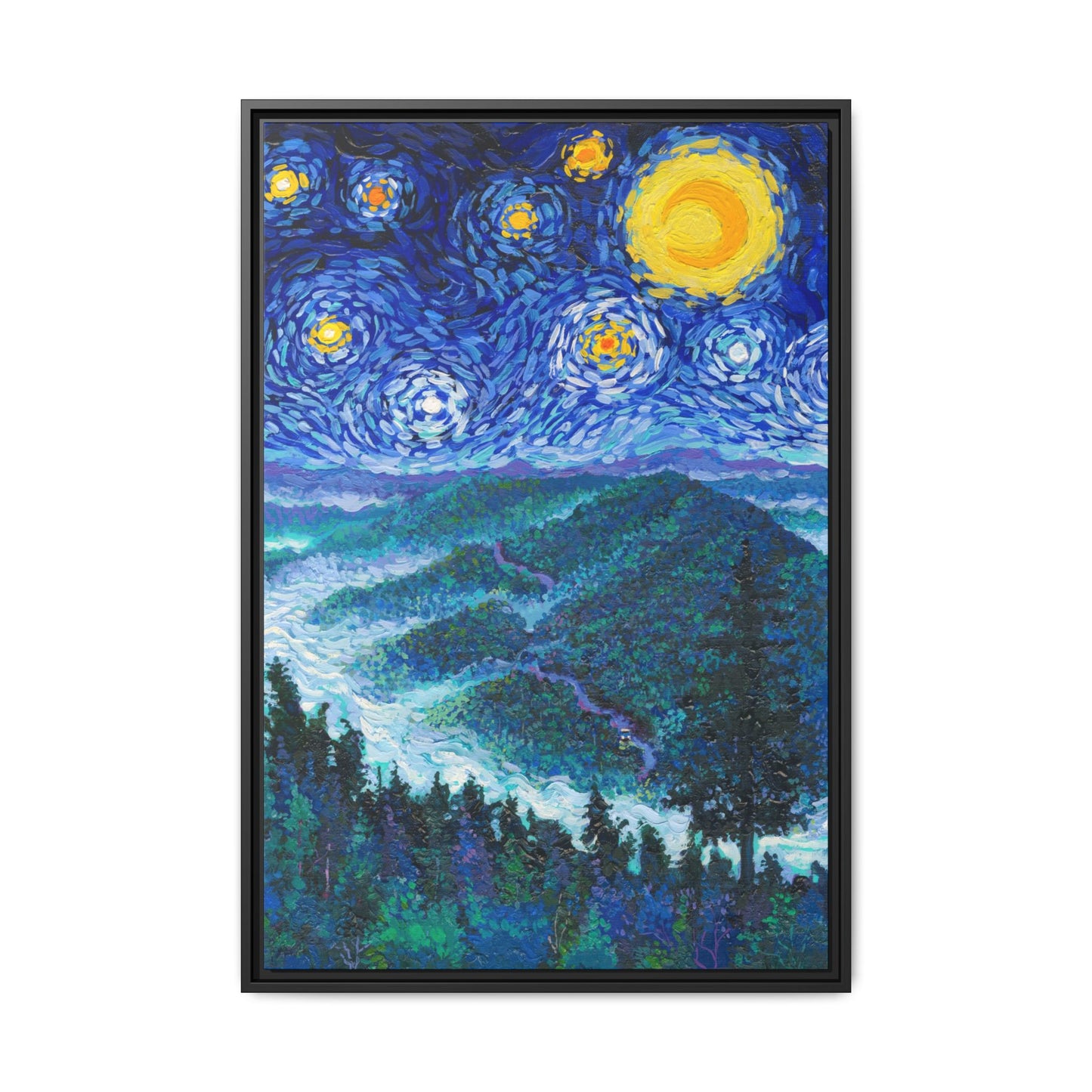 Great Smoky Mountains National Park Framed Canvas - The Starry Night