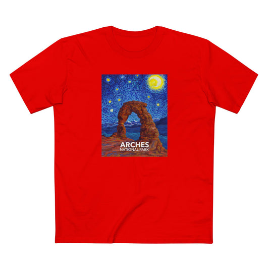 Arches National Park T-Shirt - The Starry Night in Red