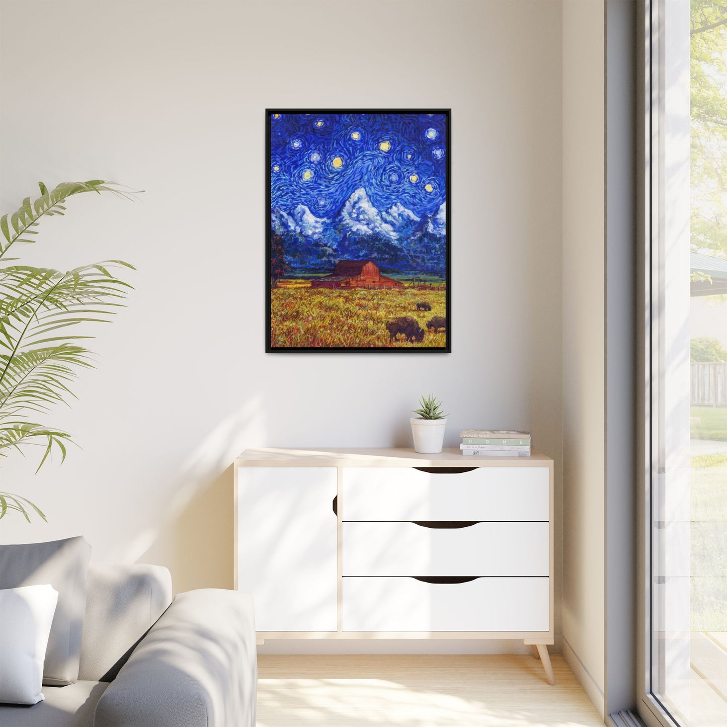 Grand Teton National Park Framed Canvas - The Starry Night