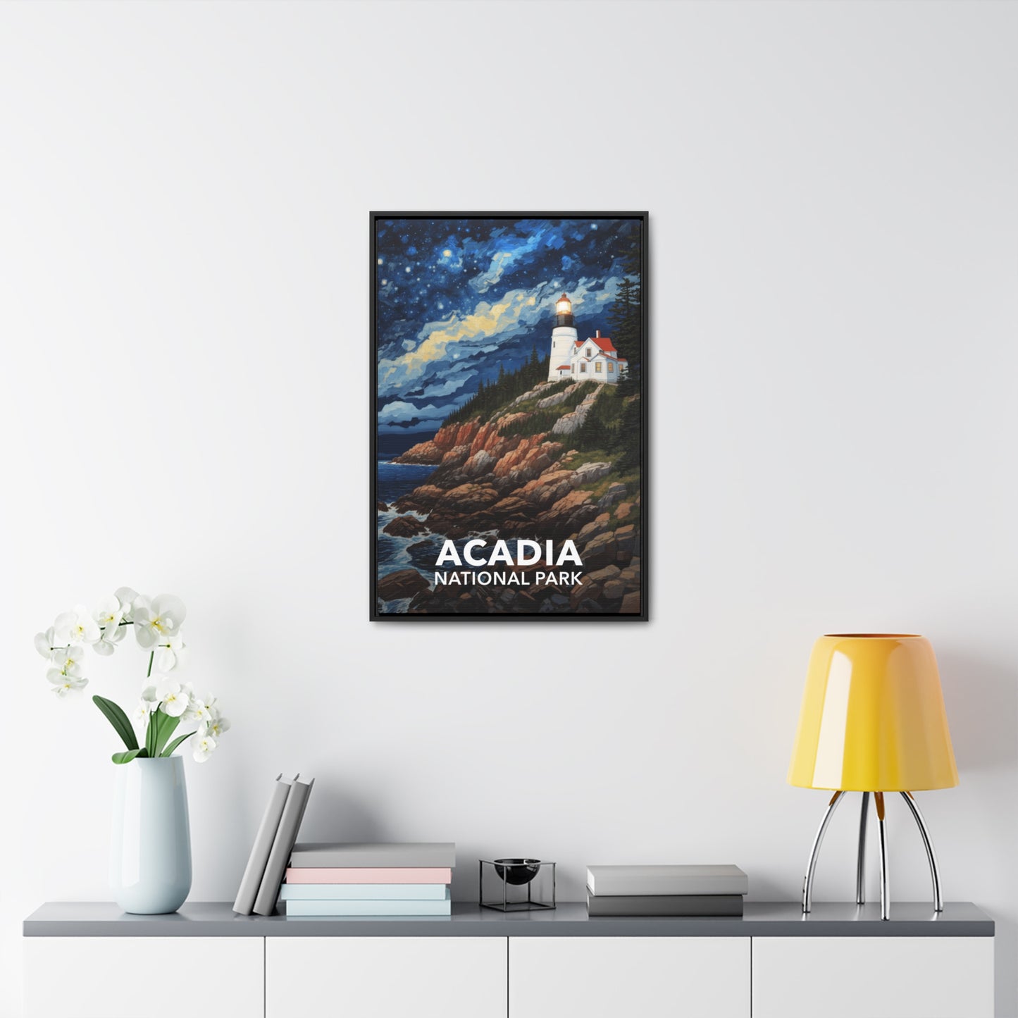 Acadia National Park Framed Canvas - The Starry Night