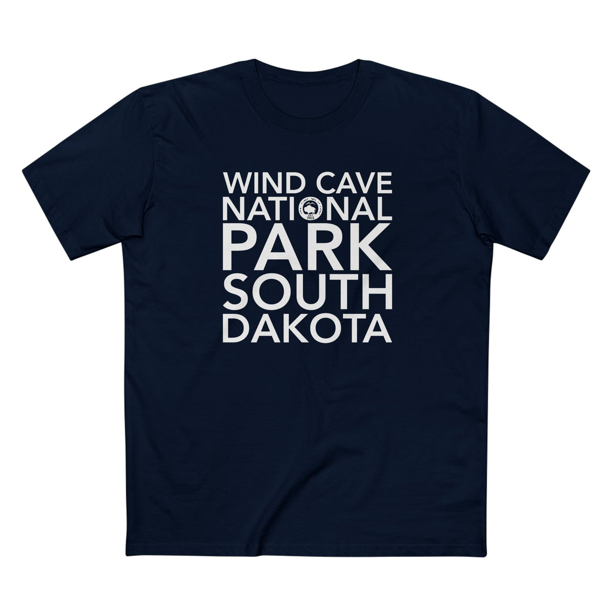 Wind Cave National Park T-Shirt Block Text in Navy