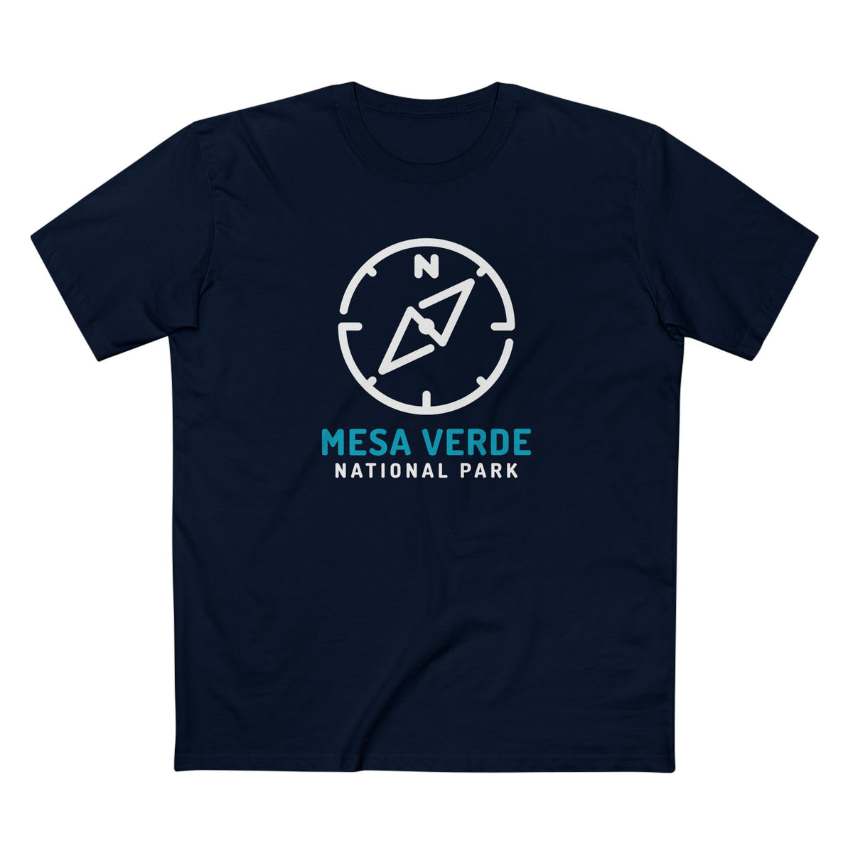 Mesa Verde National Park T-Shirt Compass Design in Navy