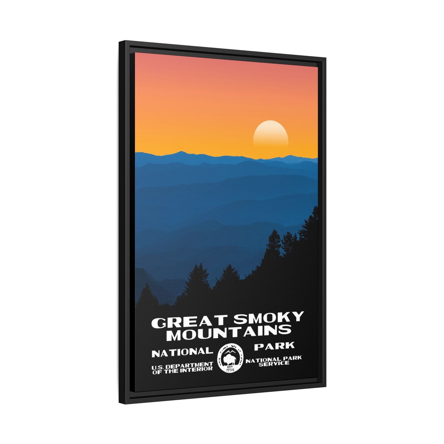 Great Smoky Mountains National Park Framed Canvas - WPA Poster