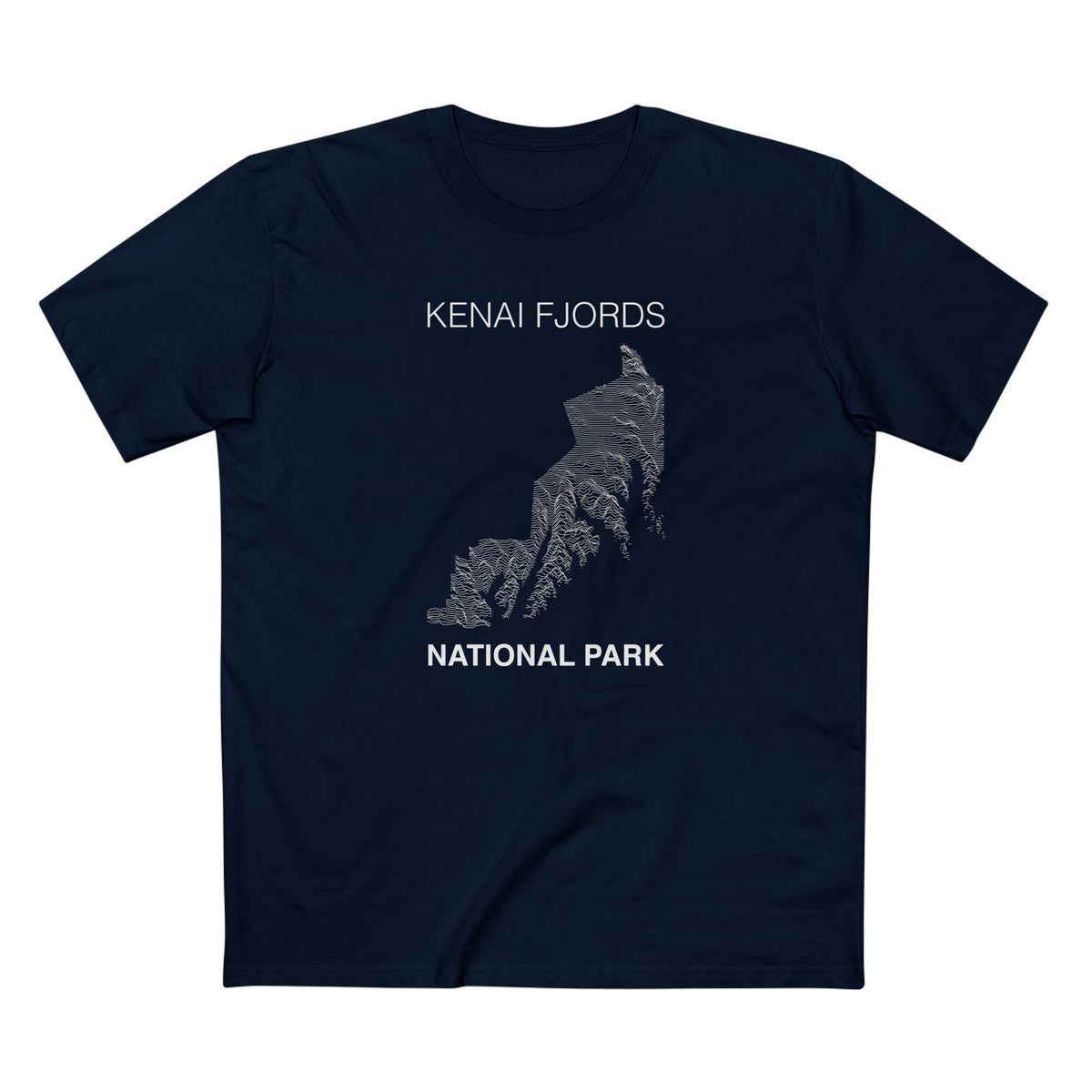 Kenai Fjords National Park T-Shirt Lines in Navy