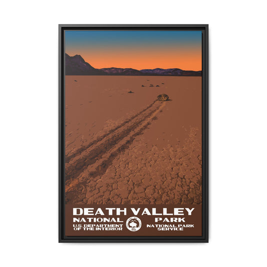 Death Valley National Park Framed Canvas - WPA Poster Racetrack Playa