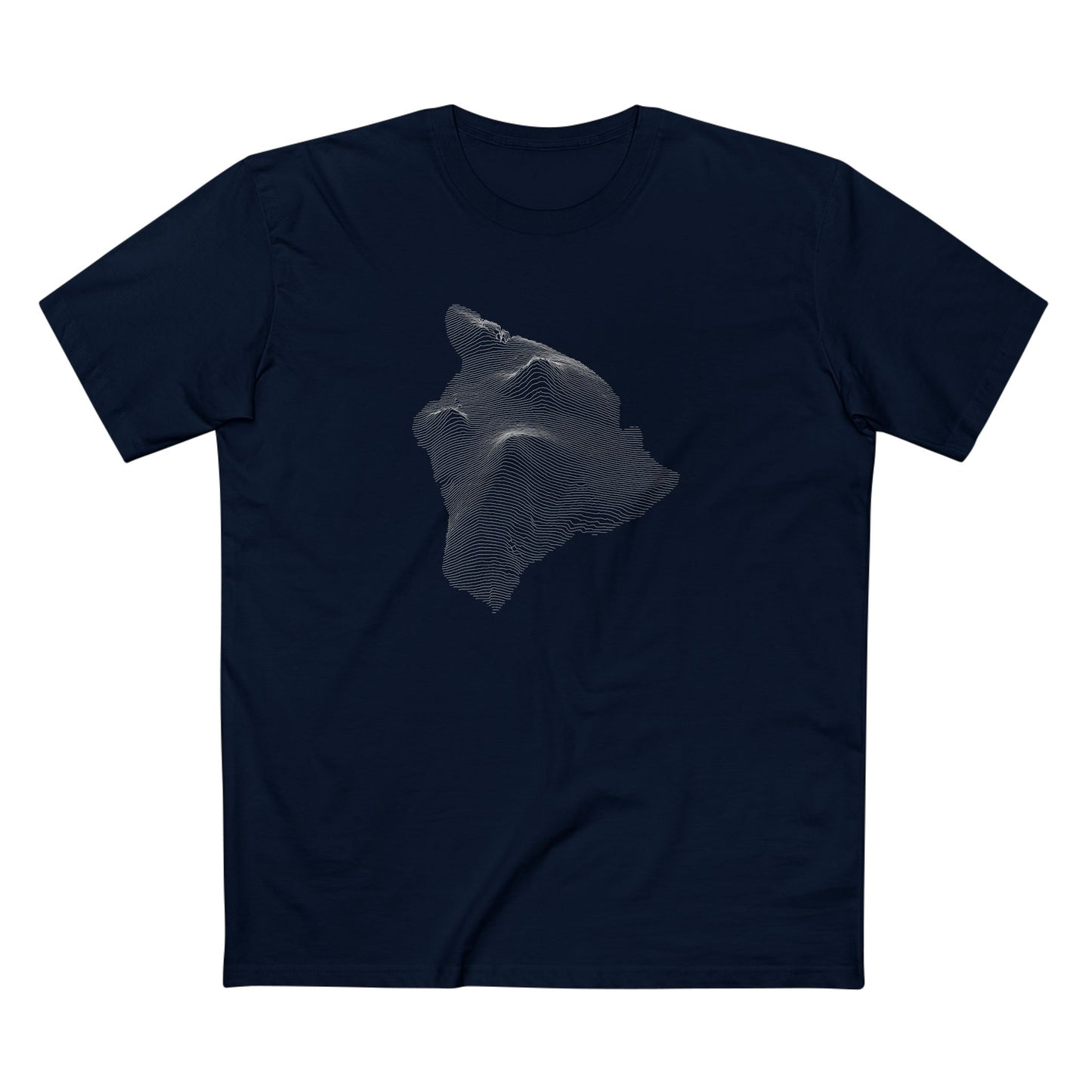 Hawai'i T-Shirt - Topographical Lines in Navy