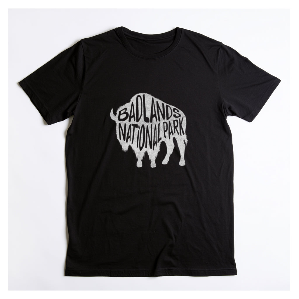 Badlands National Park T-Shirt - Bison in Black