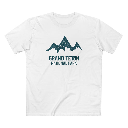 Grand Teton National Park T-Shirt - Mountain Stamp in White