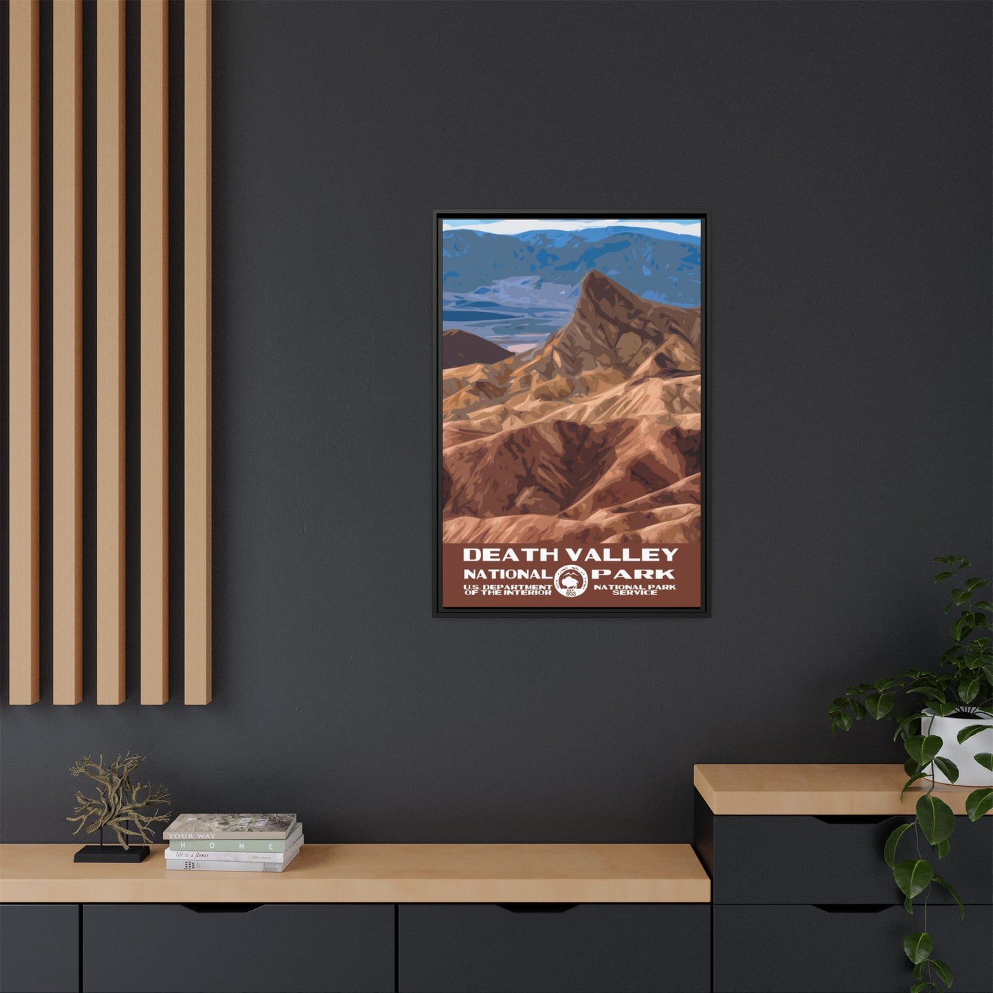 Death Valley National Park Framed Canvas - WPA Poster Zabriskie Point