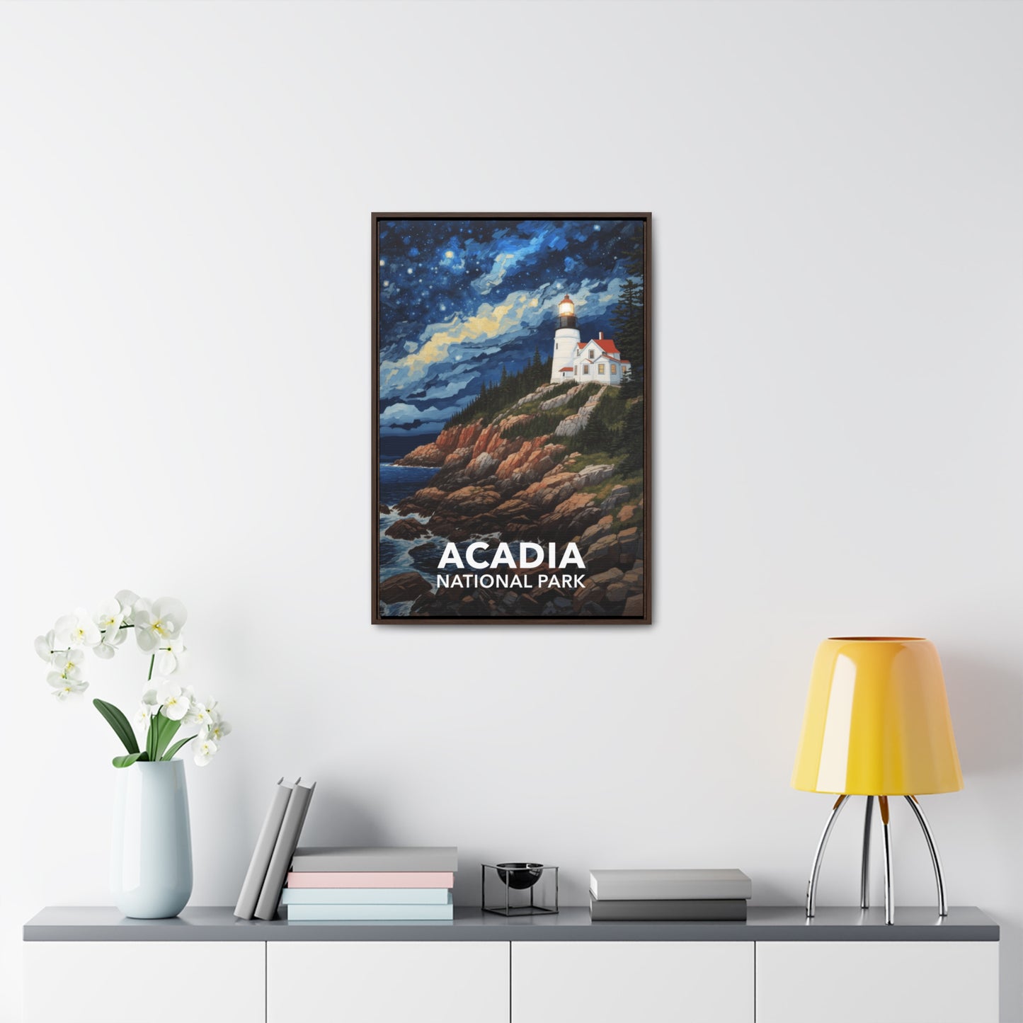 Acadia National Park Framed Canvas - The Starry Night