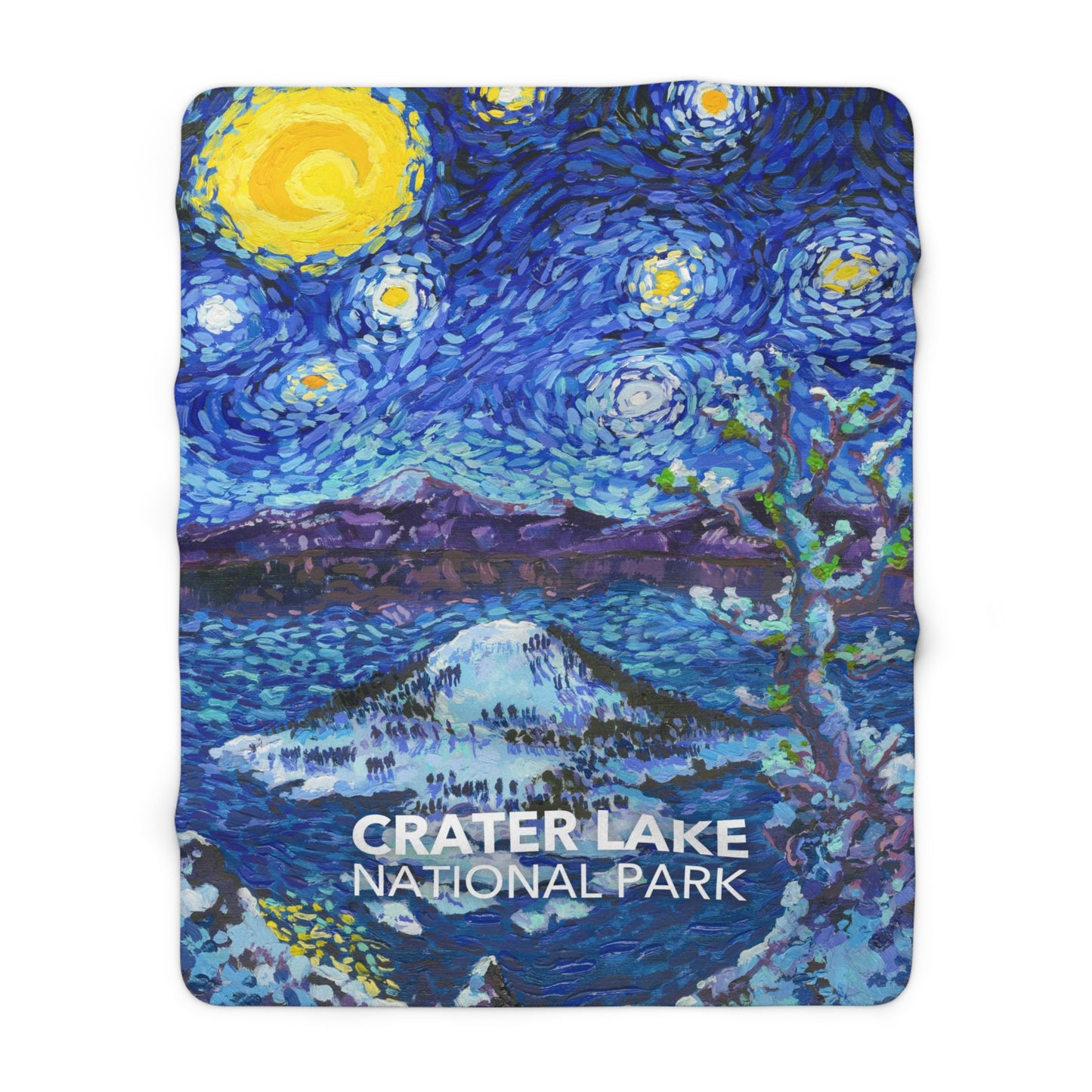 Crater Lake National Park Sherpa Blanket - The Starry Night