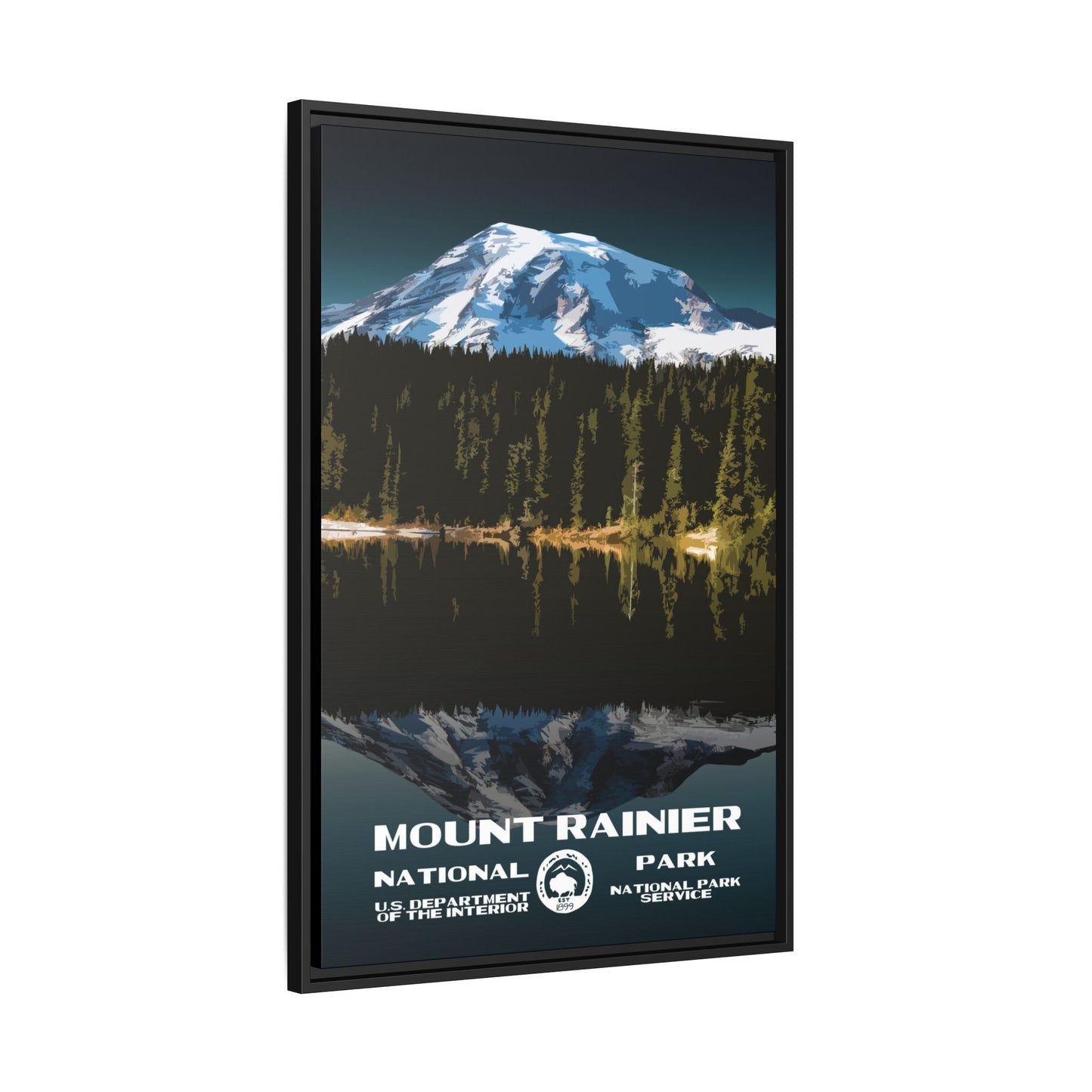 Mount Rainier National Park Framed Canvas - WPA Poster