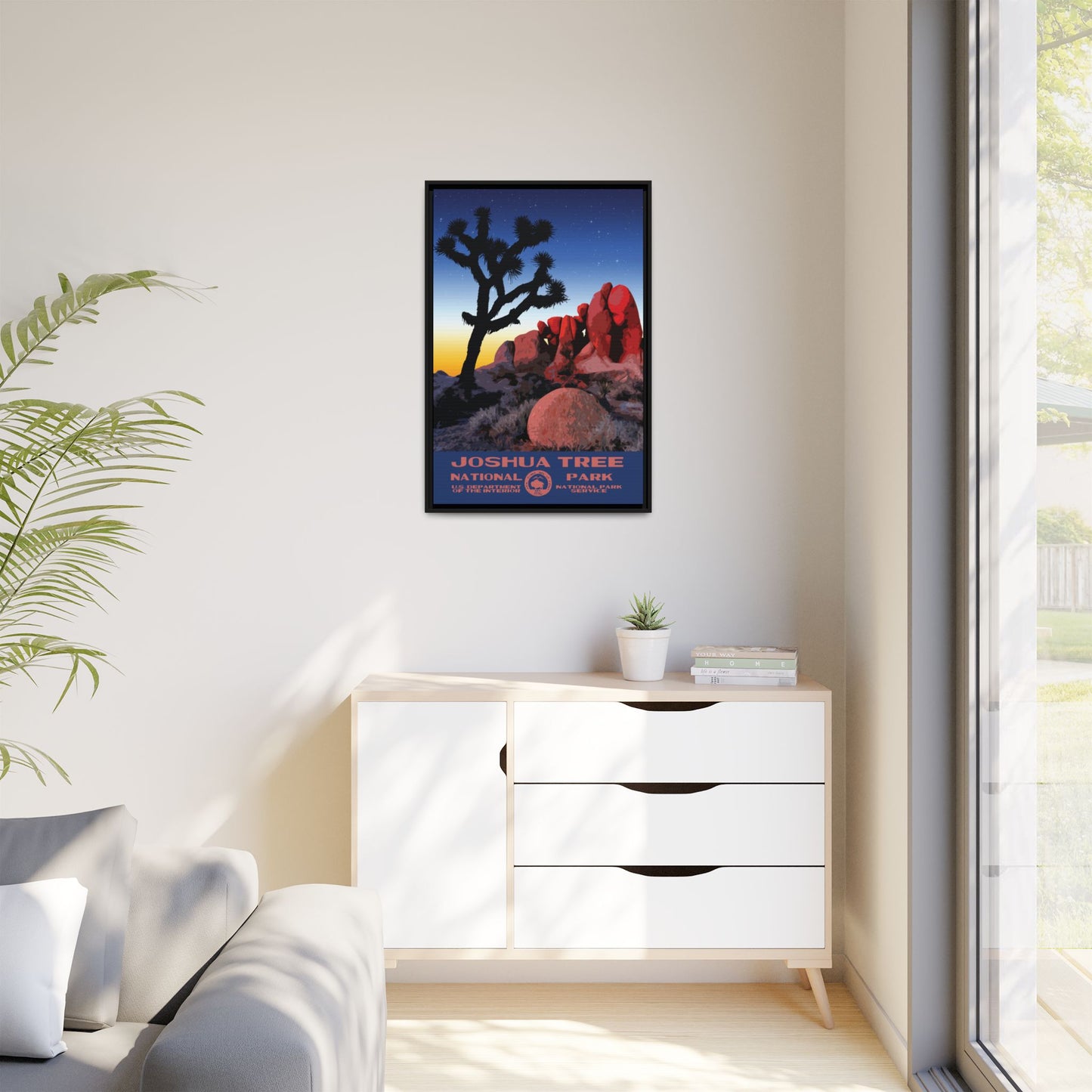 Joshua Tree National Park Framed Canvas - WPA Poster Sunset