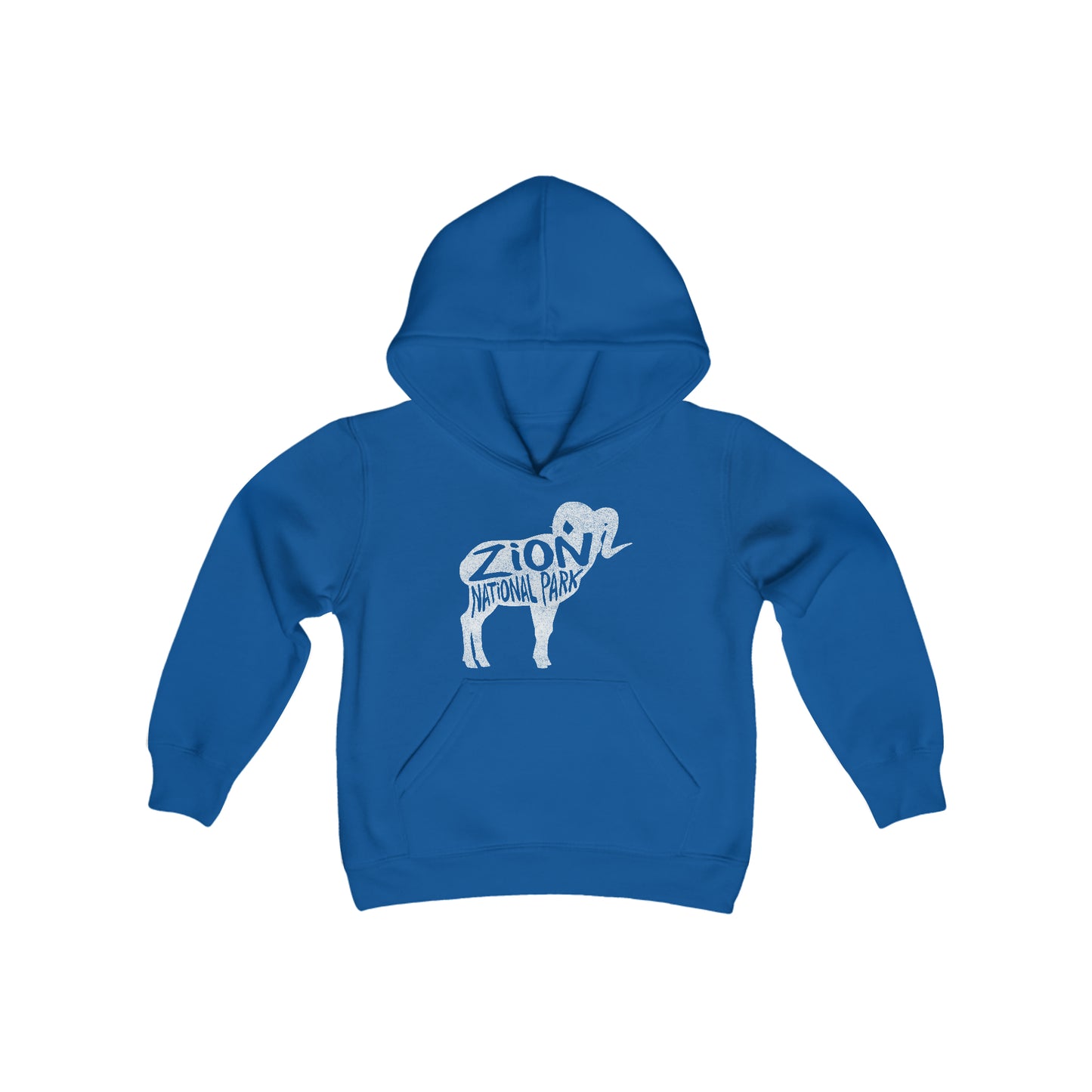 Zion National Park Kids Hoodie - Bighorn Sheep Chunky Text