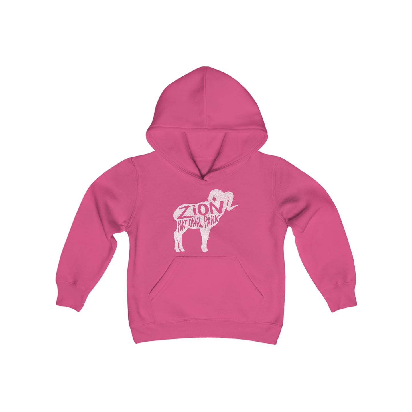 Zion National Park Kids Hoodie - Bighorn Sheep Chunky Text