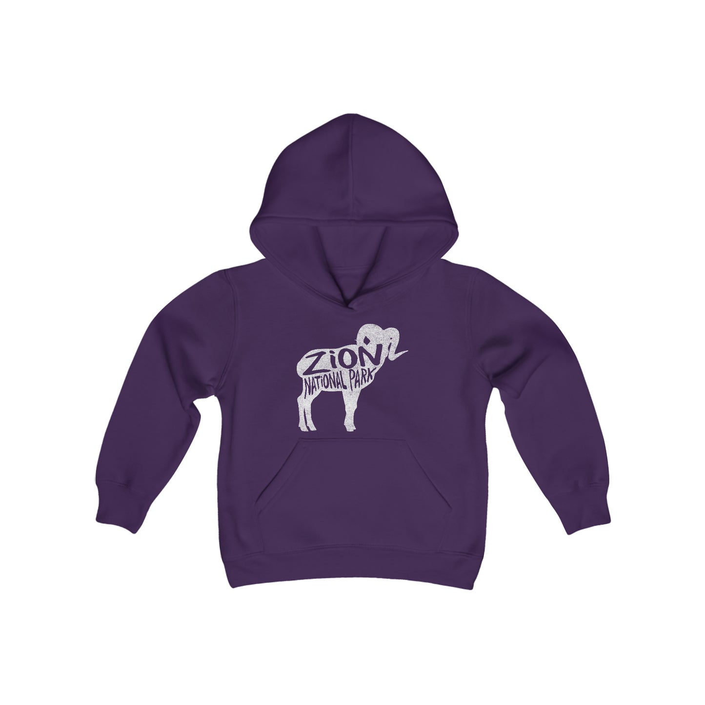 Zion National Park Kids Hoodie - Bighorn Sheep Chunky Text