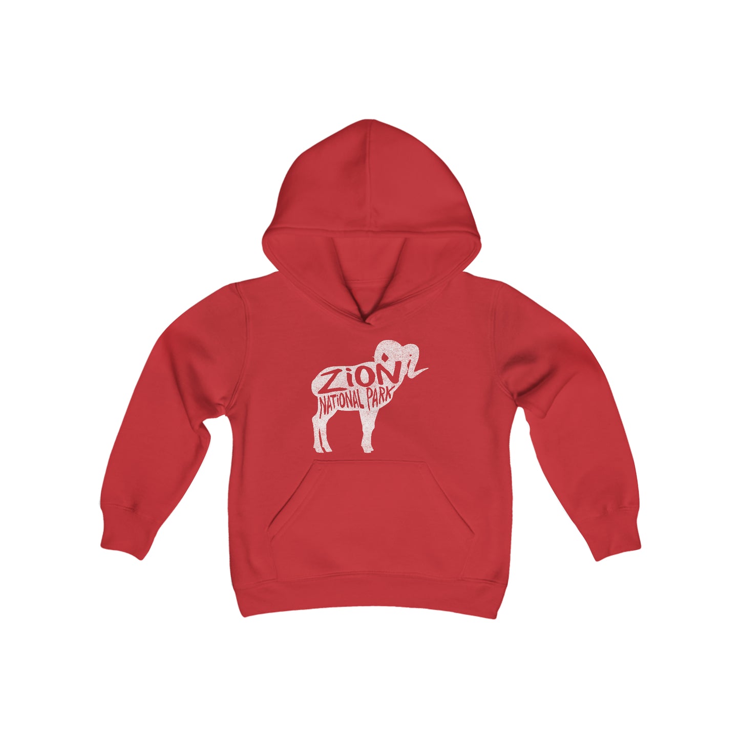 Zion National Park Kids Hoodie - Bighorn Sheep Chunky Text