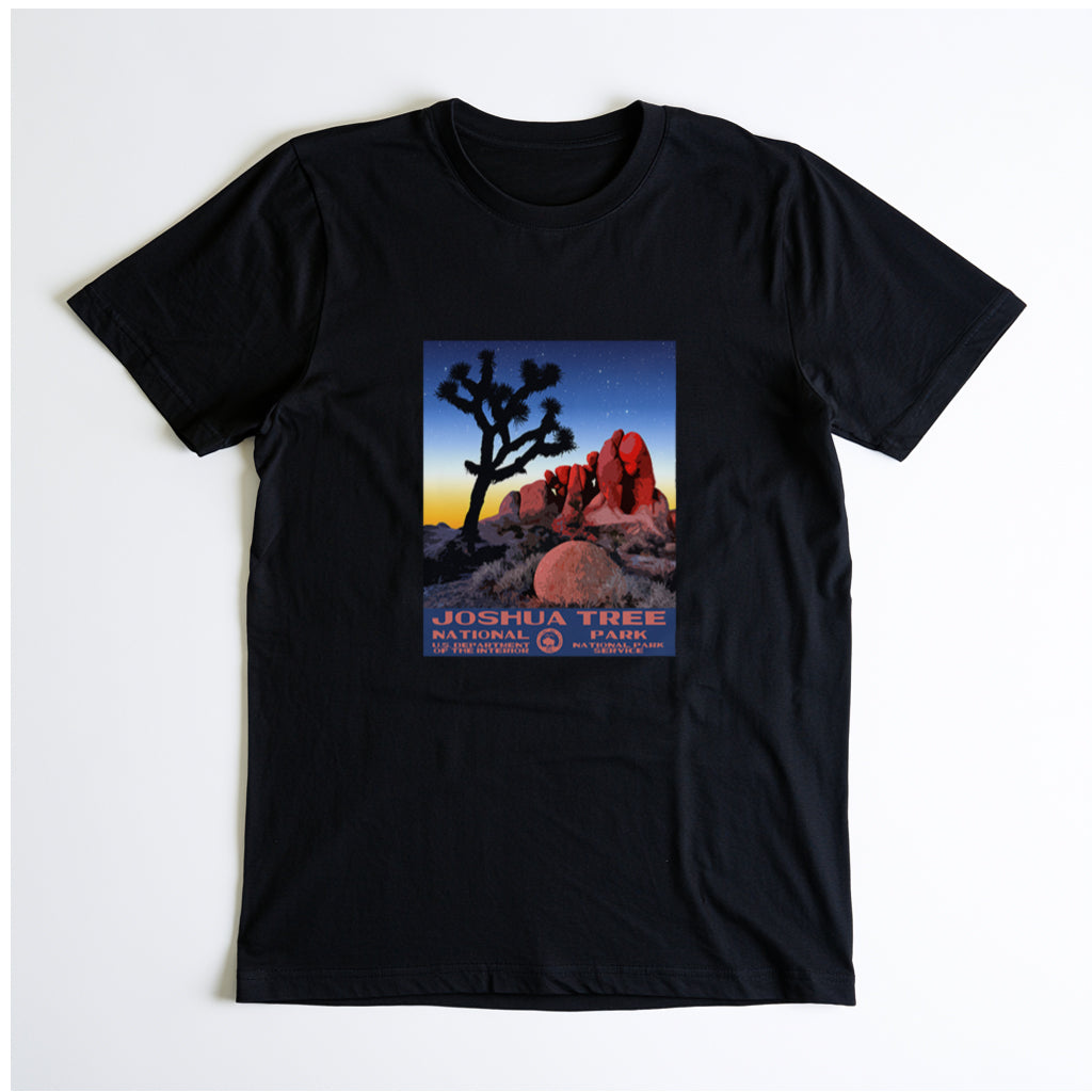 Joshua Tree National Park T-Shirt - Skull Rock WPA in Black
