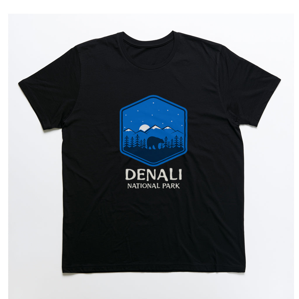 Denali National Park T-Shirt - Bear Graphic in Black