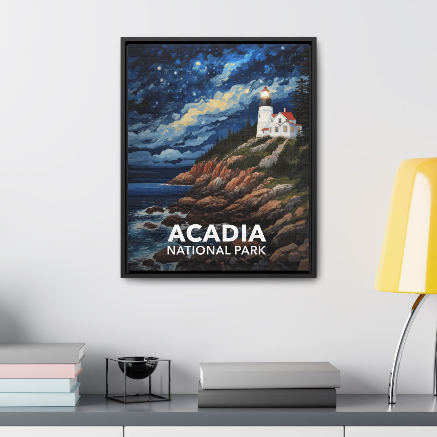 Acadia National Park Framed Canvas - The Starry Night