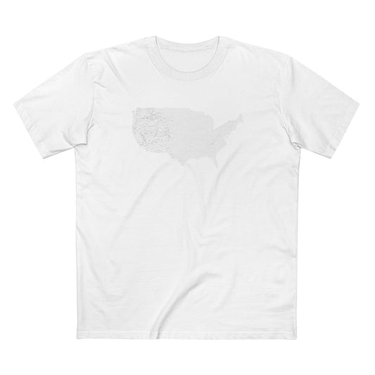 Contiguous USA T-Shirt - Topographical Lines in White