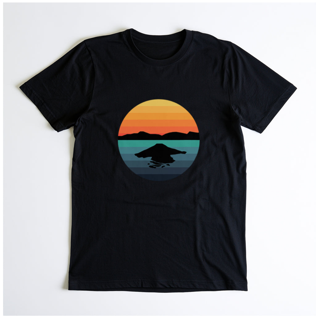 Crater Lake National Park T-Shirt - Circular Graphic Design in Black