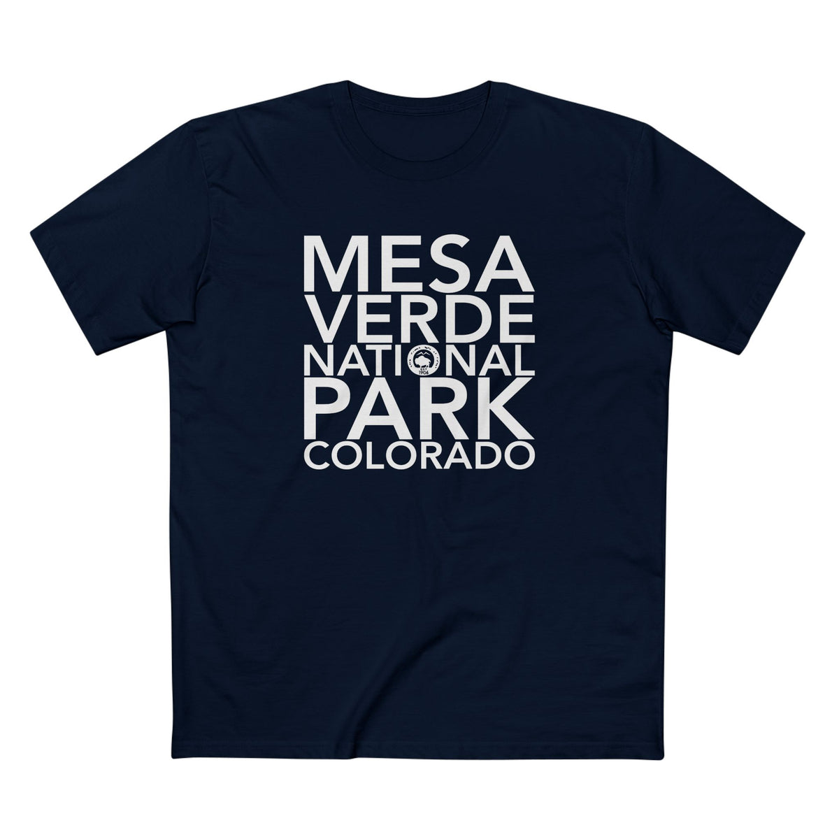 Mesa Verde National Park T-Shirt Block Text in Navy