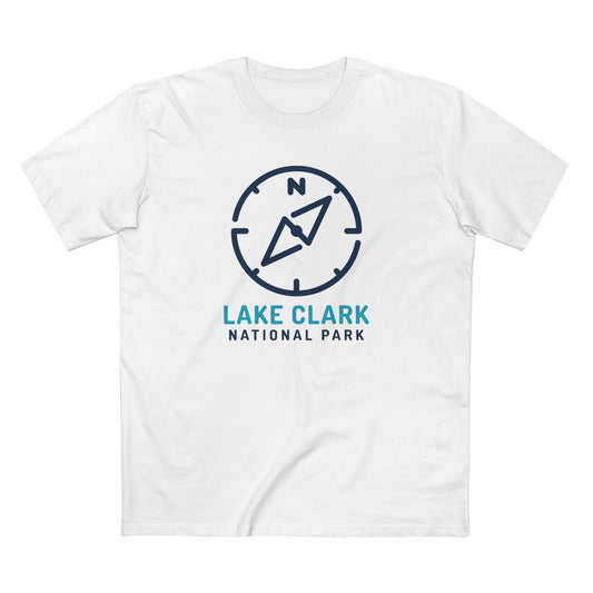Lake Clark National Park T-Shirt Compass Design in White