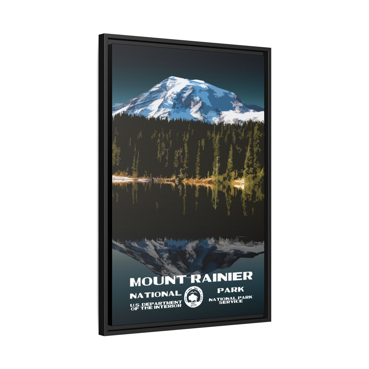 Mount Rainier National Park Framed Canvas - WPA Poster