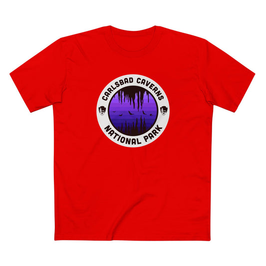 Carlsbad Caverns National Park - Round Badge Design Purple in Red
