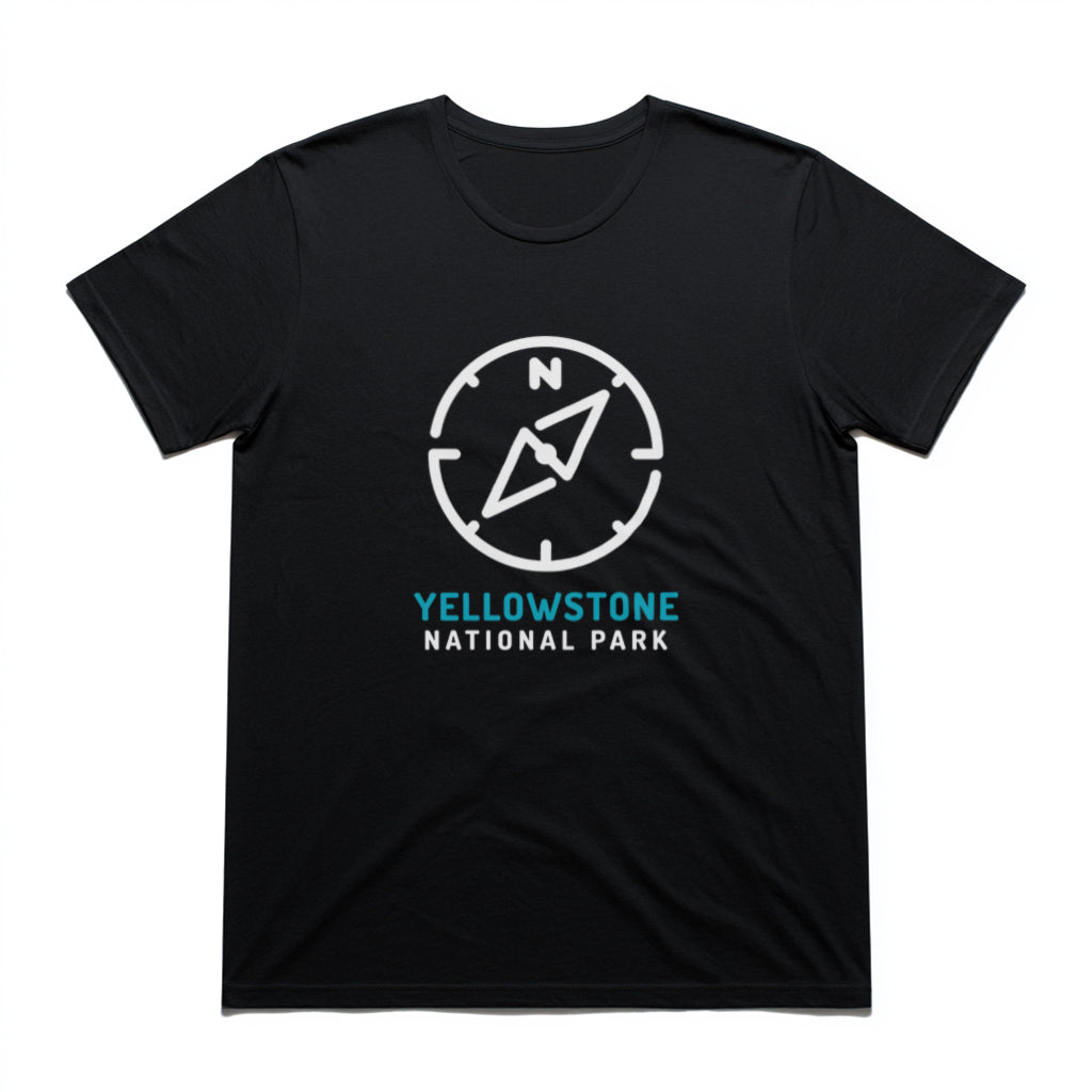 Yellowstone National Park T-Shirt Compass Design in Black