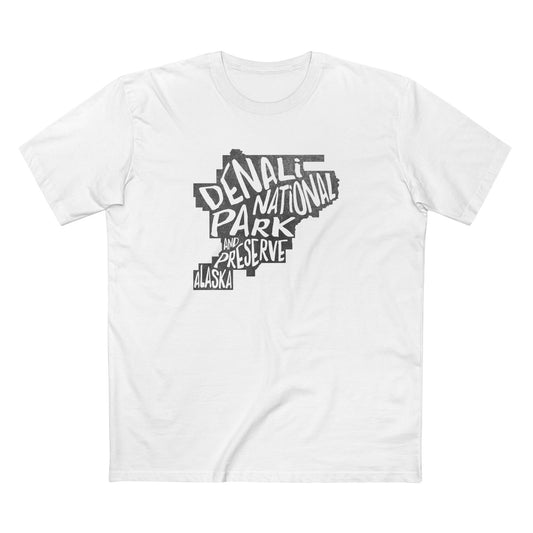 Denali National Park T-Shirt - Map in White