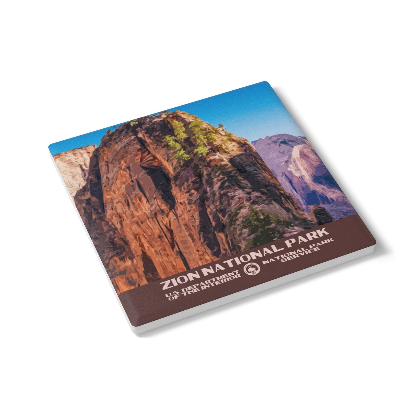 Zion National Park Ceramic Coaster - Angels Landing