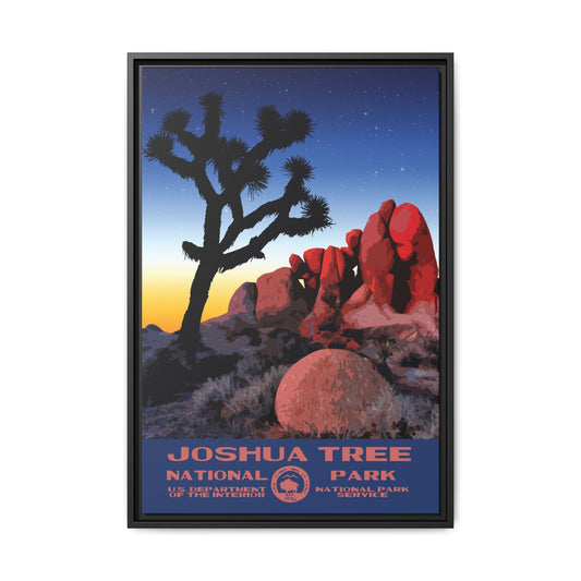 Joshua Tree National Park Framed Canvas - WPA Poster Sunset