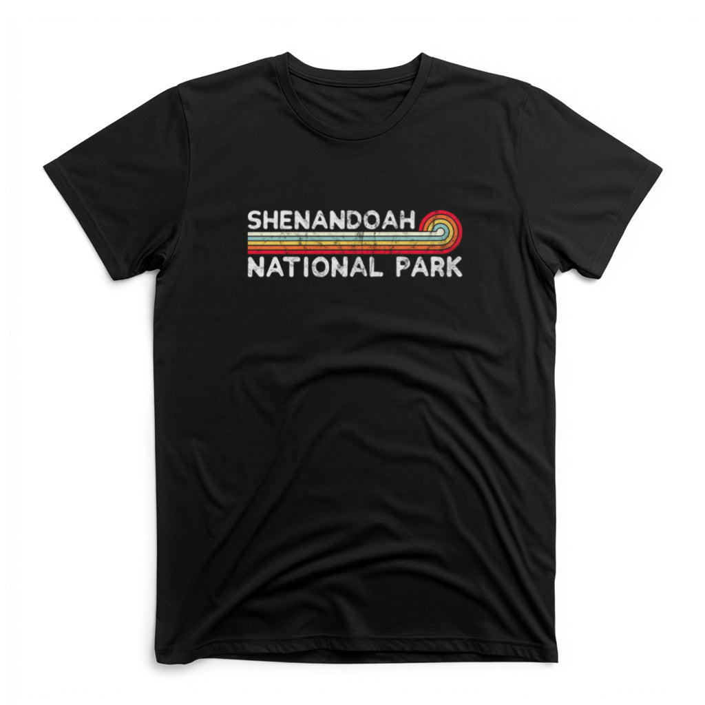 Shenandoah National Park T-Shirt - Vintage Stretched Sunrise in Black