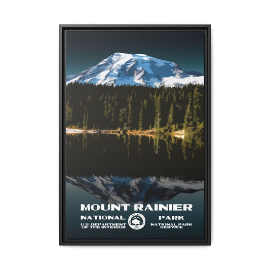 Mount Rainier National Park Framed Canvas - WPA Poster