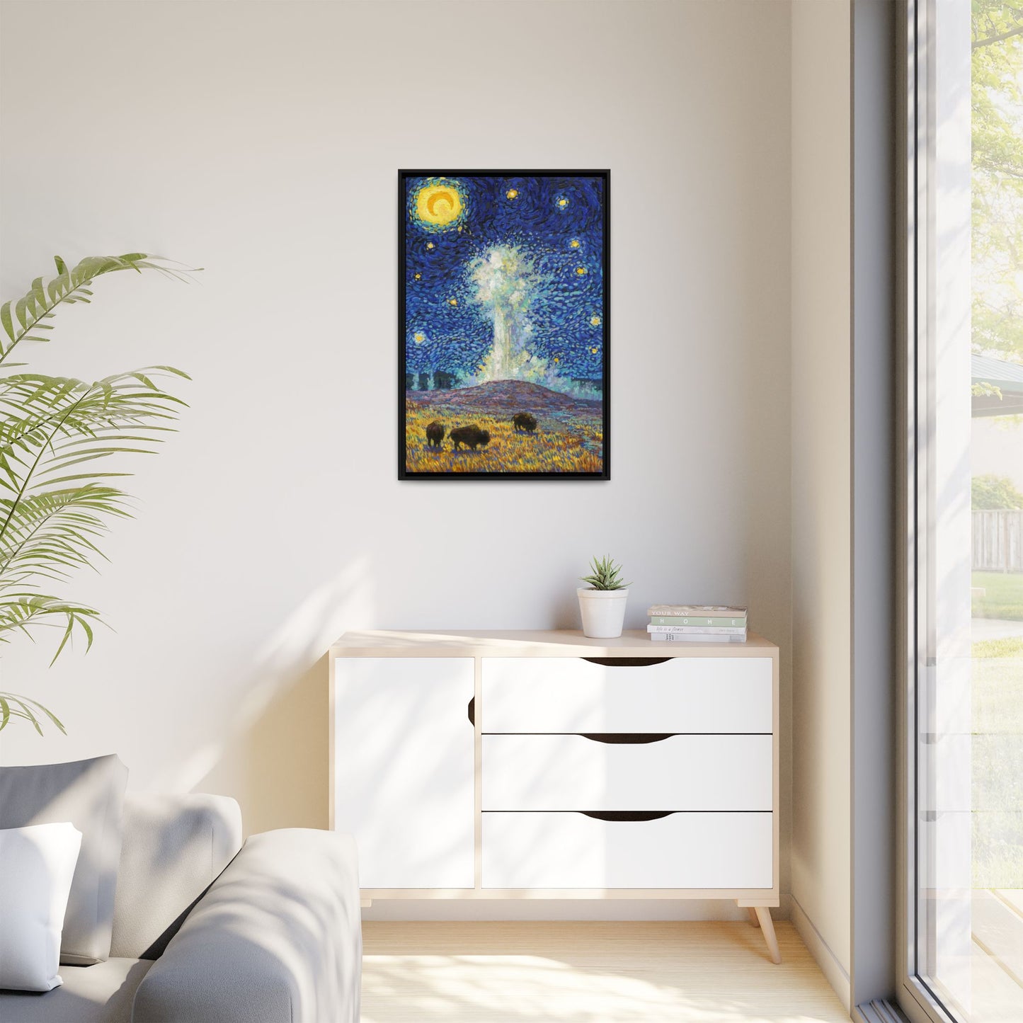 Yellowstone National Park Framed Canvas - The Starry Night