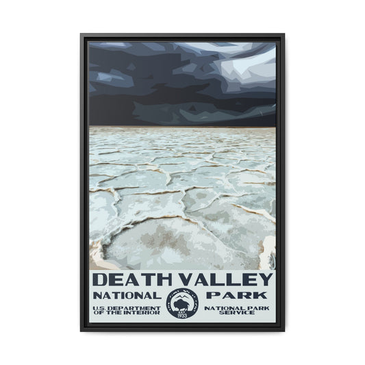 Death Valley National Park Framed Canvas - WPA Poster Badwater Basin