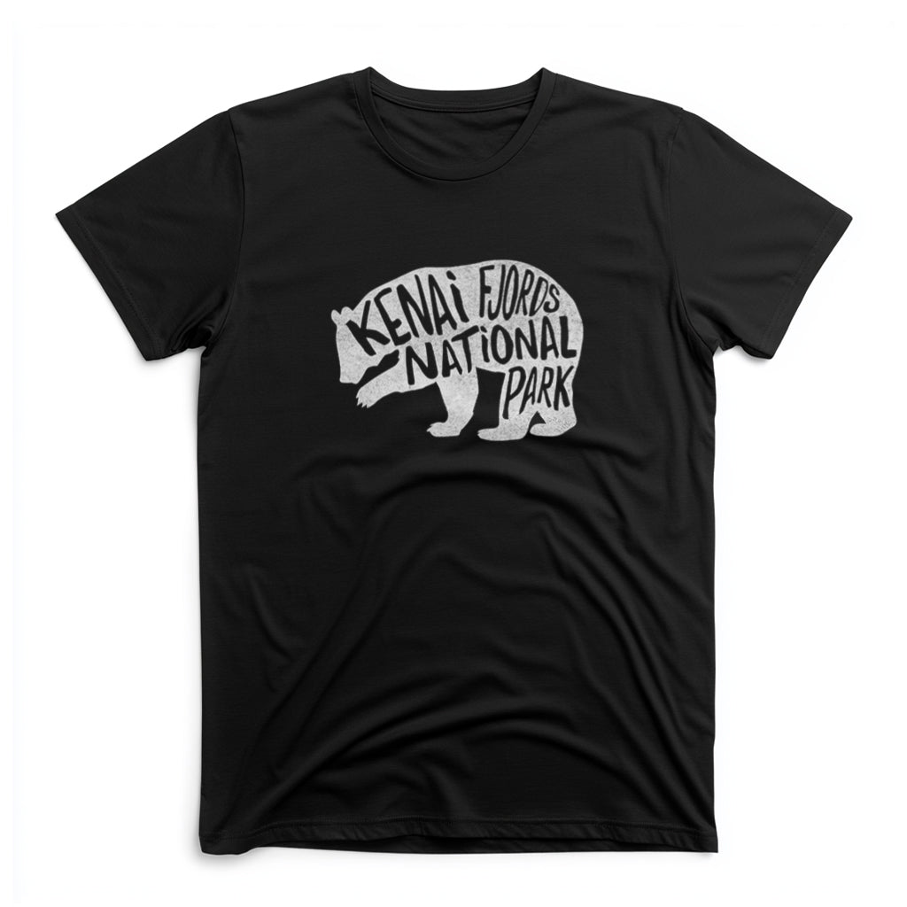 Kenai Fjords National Park T-Shirt - Grizzly Bear in Black