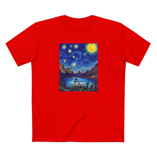 Glacier National Park T-Shirt - The Starry Night in Red