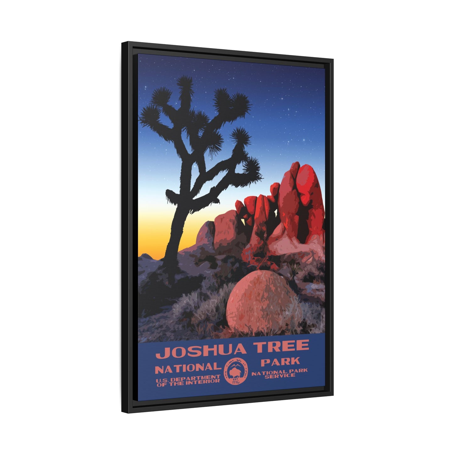 Joshua Tree National Park Framed Canvas - WPA Poster Sunset
