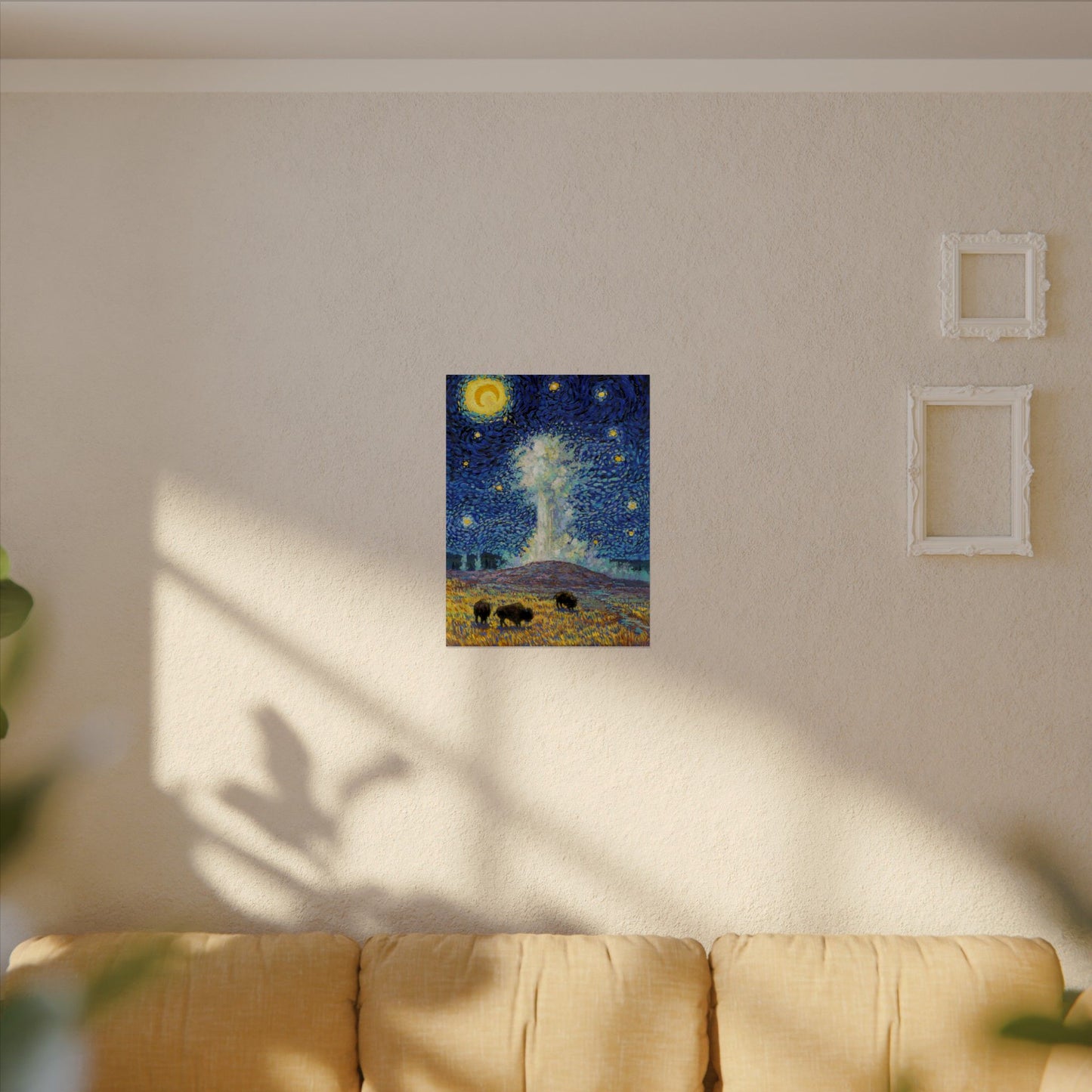 Yellowstone National Park Starry Night Poster - Premium Textured Paper
