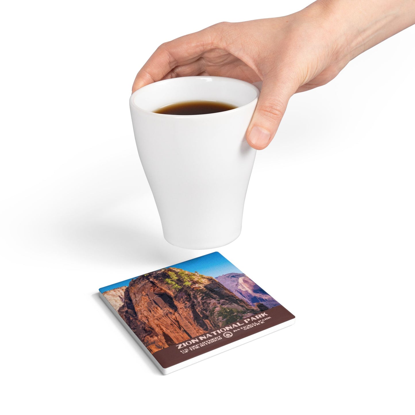 Zion National Park Ceramic Coaster - Angels Landing